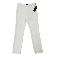 Carlisle Collection Trousers Womens 4 White Linda Flat Front Slim Stretch Casual