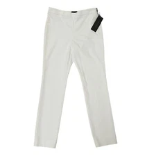 Carlisle Collection Trousers Womens 4 White Linda Flat Front Slim Stretch Casual