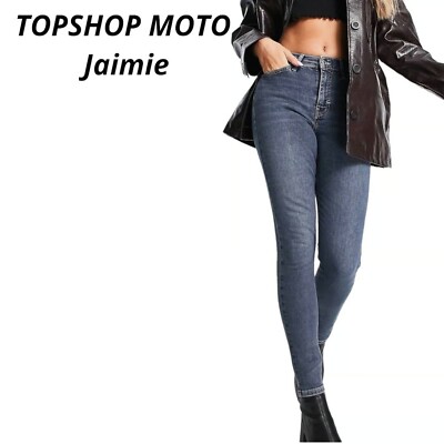 Topshop Moto Jamie Jeans Womens 25 Turquoise Dark Blue 25 x 30
