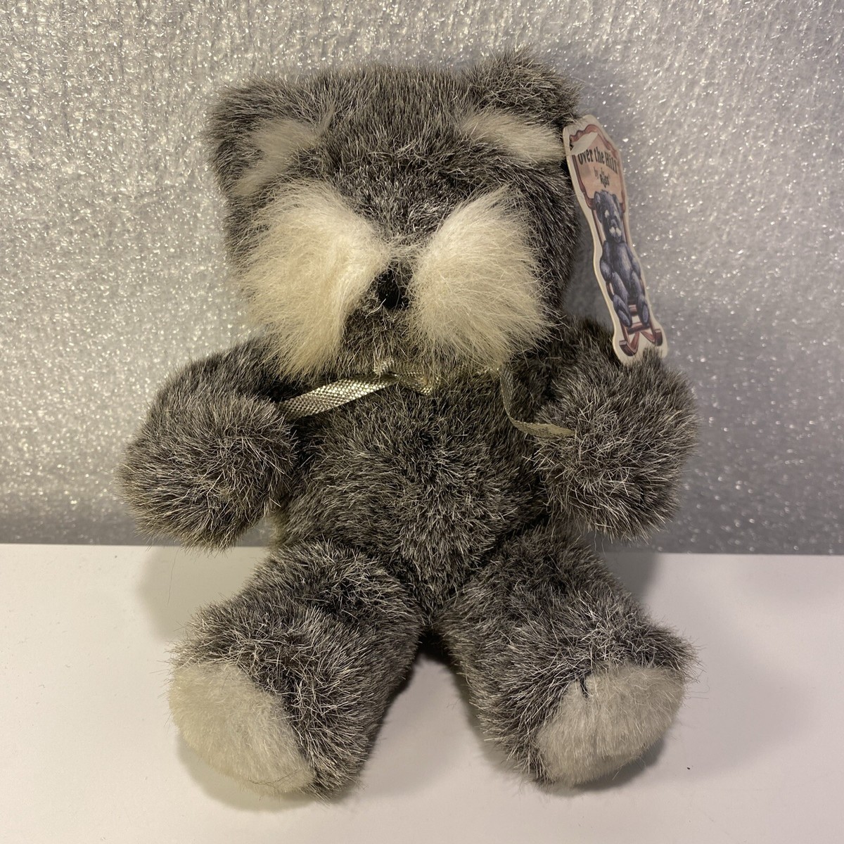 RARE Russ Berrie & Co Plush Bear Gray Over The Hill w Tag Vintage