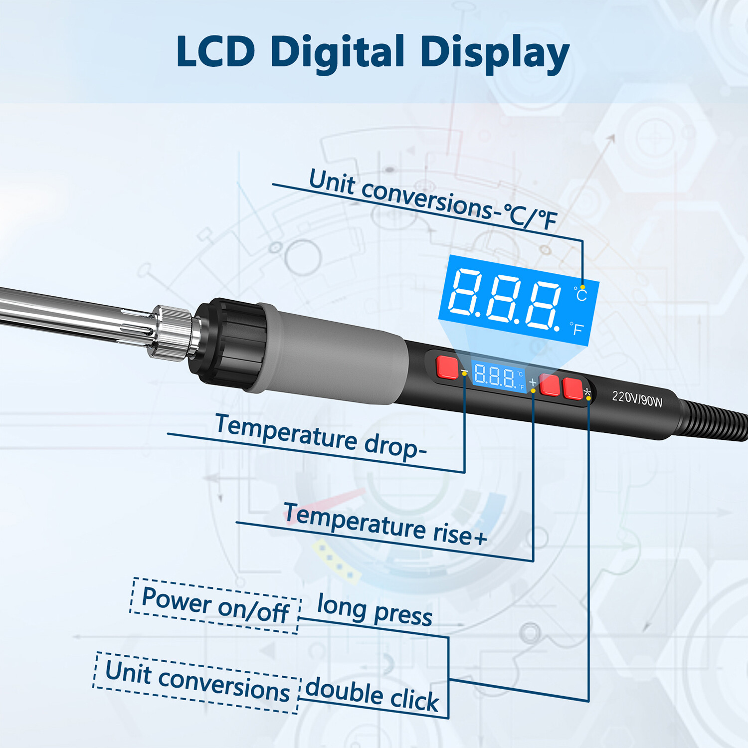 Profi Lötkolben Set Lötset Feinlötkolben Regelbar Soldering Iron Kit 90W LCD DHL