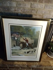 The Huntsman's Courtship Vintage Engraving Samuel E Waller - 26" x 32” Framed