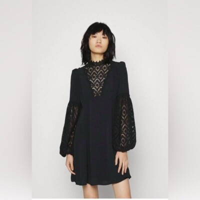 byTiMo Lace Trim Flared Minidress in Black at Nordstrom, Size X-Small byTiMo Lace Trim Flared Minidress in Black at Nordstrom, Size X-Small
