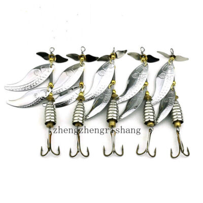 5pcs Fishing Spinner Spoon Bait Blade 10cm/14g Metal Crankbait Lures Bass Tackle