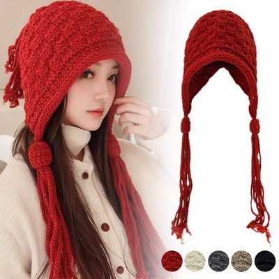 Knit Tassel Warm Earmuffs Hat Casual Crochet Cap Hat Cute Hat New Beanie S8C6