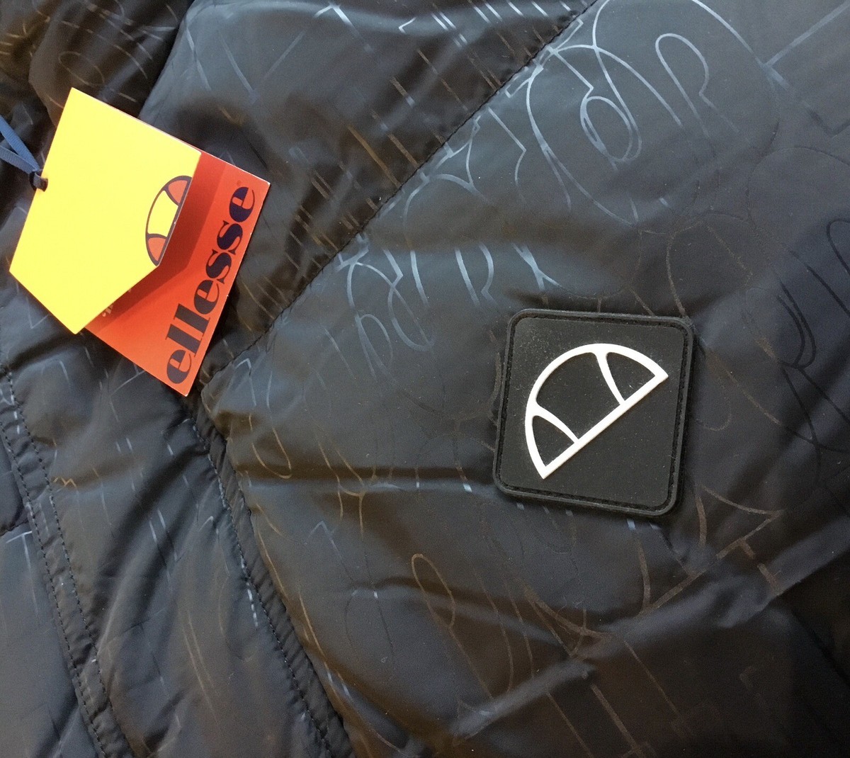 ellesse Padded Winter Jacket Black Puffer Quilted Ski Coat Men's