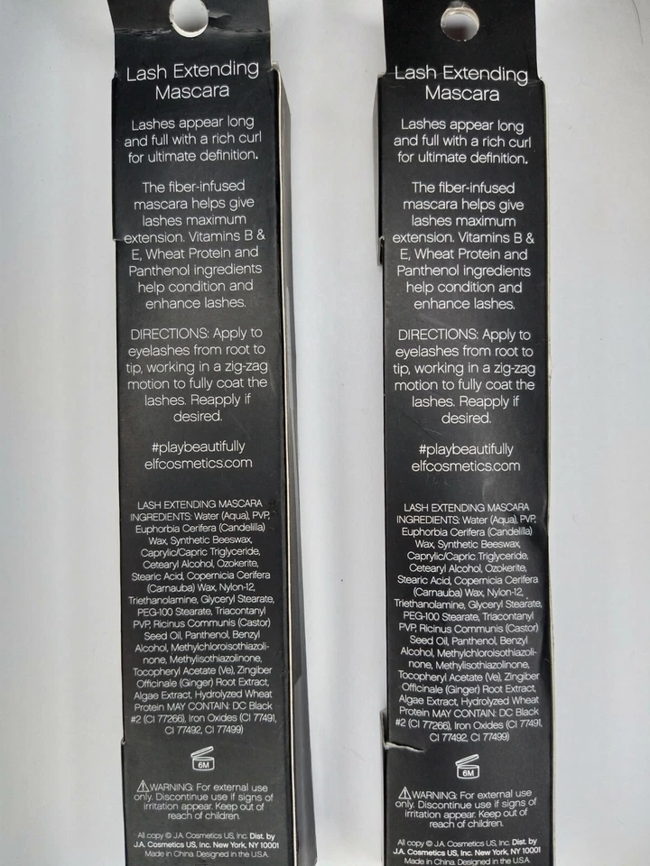 Lot of 2 e.l.f. Elf Lash Extending Mascara Black 81436 0.3 fl oz NIB - Image 2 of 2