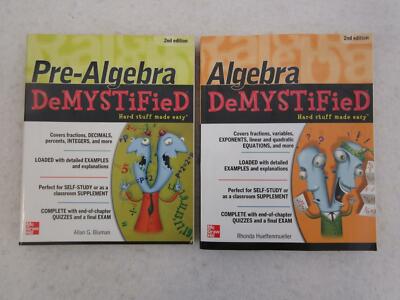 Lot of 2 PRE- ALGEBRA & ALGEBRA DEMYSTIFIED Second Edition McGraw Hill