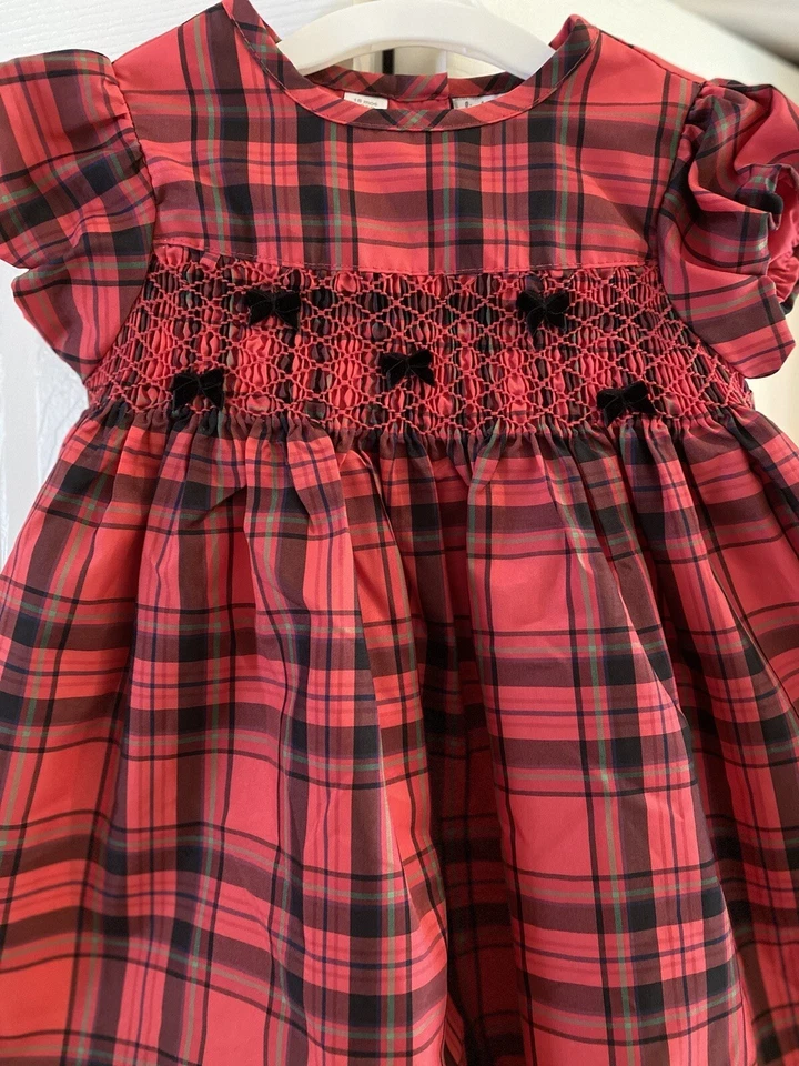 First Impressions Baby Girl Tartan Smocked Dress 18 Months - Image 2 of 4