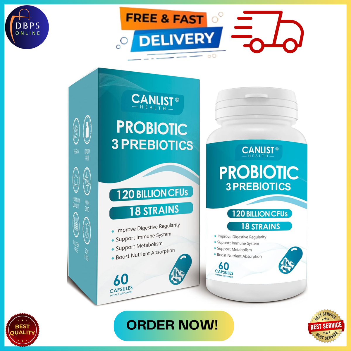 Probiotiques Pour Adultes KENOFOR - Renforce Immunité Et Digestion, 30/60/120 Gélules
