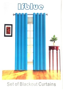 Ifblue Pair Of Blackout Window Movie Curtains 52w X 63l Light Blue