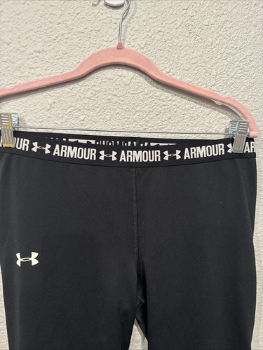 Under Armour Leggings Girls XL Black Cropped - Picture 3 of 5