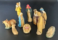 Lot of 10 Vtg Molded Plastic Nativity Set Baby Jesus Mary Joseph 3 Wise Kings +