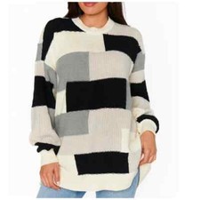 NWT | Show Me Your Mumu Ember Tunic Sweater Gray Ivory Black Size 2X Retail $158