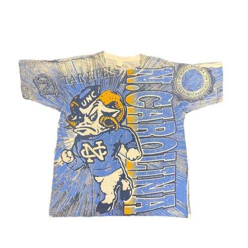 Vintage North Carolina Tar Heels 90s All Over Print AOP NCAA T-Shirt UNC Sz XL