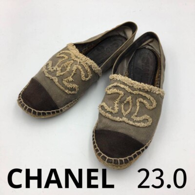 CHANEL COCO MARK Espadrilles Shoes Sandals Mules Women Size EU 36
