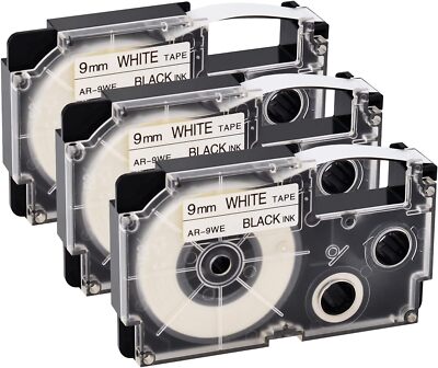 3PK Black Ink White Tape EZ Label Cartridge for Casio KL-60 100