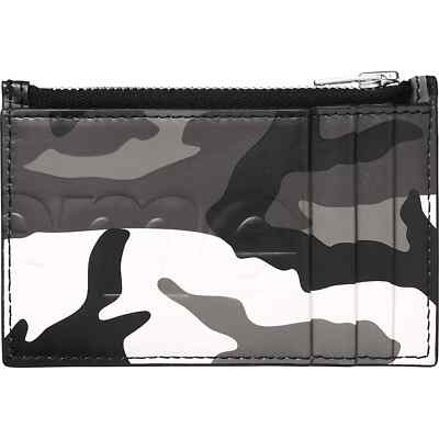 Supreme Leather Zip Card Holder 25SS Trifold Black Snow Camo Red