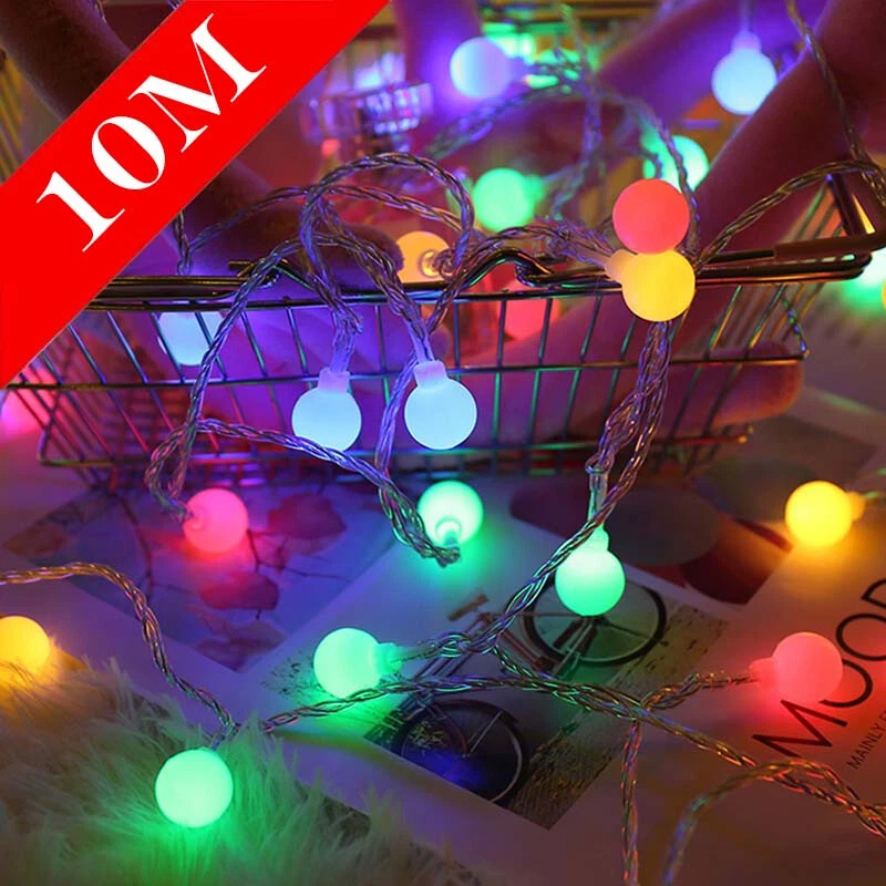 10M 12M LED Fairy String Cherry Balls Lights USB Wedding Christmas Indoor Outdro - Image 2 of 4