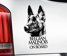 Belgian Malinois Car Sticker - Dog On Board Bumper Window Decal Sign Gift V01BLK