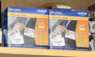 2 Brother DK-1234 Name Badge Label Genuine Original Authentic Box
