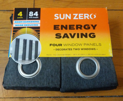 Sun Zero Energy Saving Baylor Curtains, 4 Window Panels, 2 Windows, 26''x84''