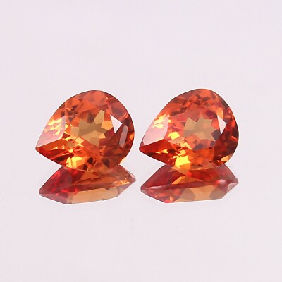 AAA Ceylon Fanta Orange Sapphire Loose Pear Gemstone Cut Matched Pair 8x10 MM