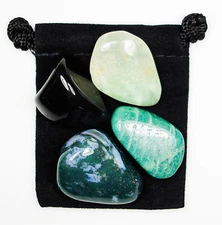 OVERCOMING FEAR Tumbled Crystal Healing Set  = 4 Stones + Pouch + Description