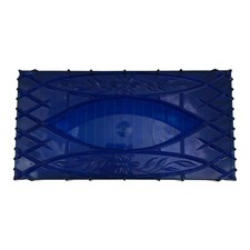 60s Acrylic Floral MCM Tissue Box Holder Bathroom Decor Blue RARE READ Vintage