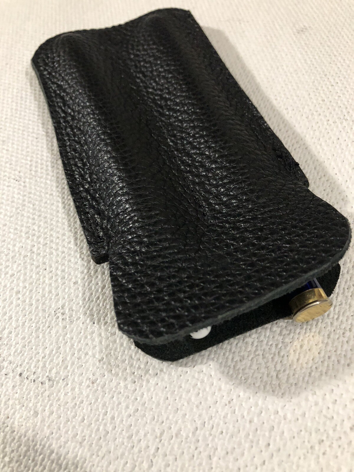 2 Pen Holder Sleeve Black Leather Personalize Initials for Mont Blanc