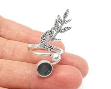 Branch Ring Blank Silver Round Setting Cabochon Mounting Adjustable Brass G13180