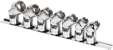 Universal Joint Socket Set, SAE 7 Piece 3/8-Inch Drive, 6 Point, 360 Degree Rota