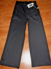 ADIDAS Women's Blk Active Pants W Wide Leg Pant Track Gym Athletic Zip Pkt S NEW