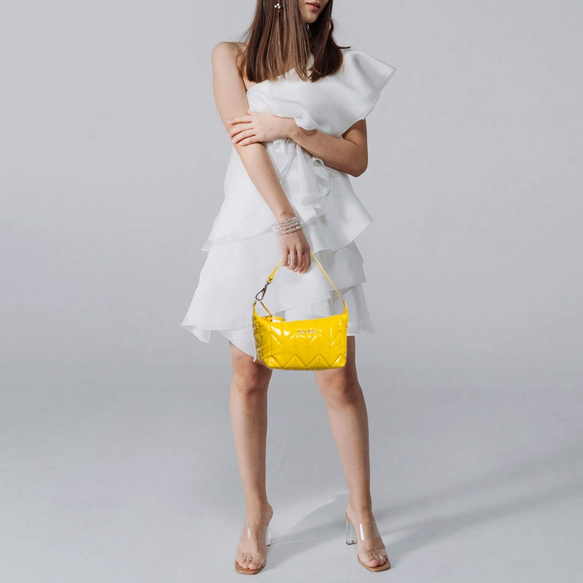 Miu Miu Spirit Mini Yellow Quilted Patent Leather Hobo | eBay