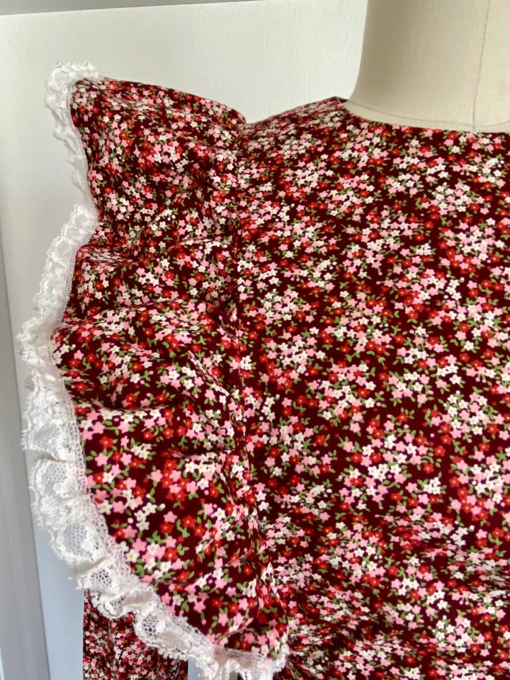 Maxi Vestido Pradera Vintage Años 70 Boho Pradera Algodón Floral Calico Cottagecore M Foto 3 de 4