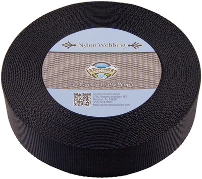 Country Brook Design  2 Inch Black Heavy Duty Nylon Webbing, 5 Yards