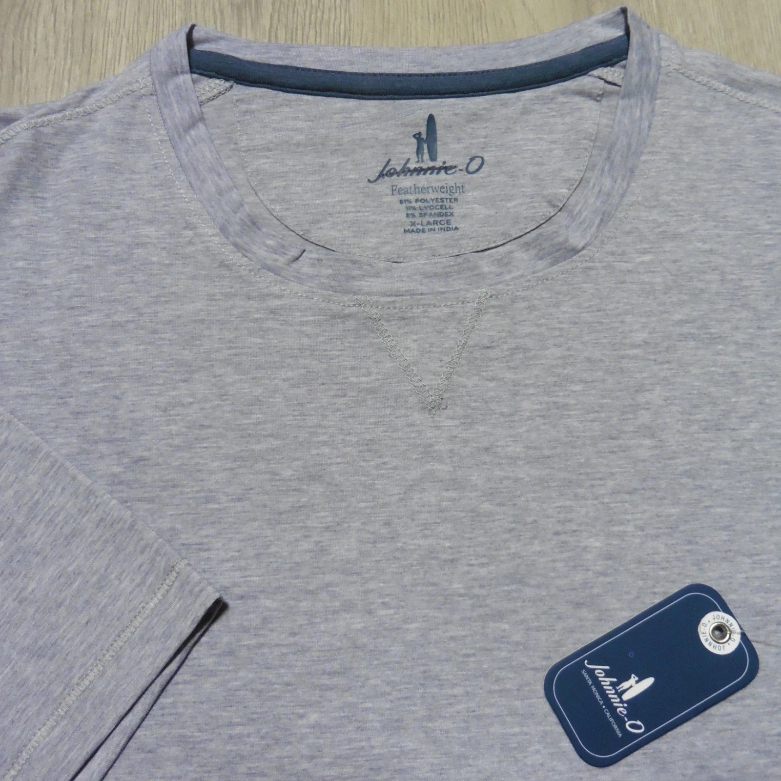 JOHNNIE O Mens XL COURSE T SHIRT PERFORMANCE GOLF SHORT SLEEVE SEAL GREY