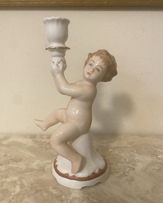 Vintage Porcelain Curtea De Arges Candle Holder By Arpo Romania 6.5  Tall