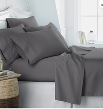 Premium 6 Piece Ultra Soft Bed Sheet Set Kaycie Gray So Soft Collection GH0E