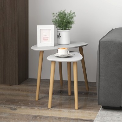 HOMCOM Beistelltisch 2er Set, moderne Beistellcouch Nachttische generalüberholt