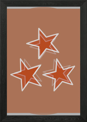 Drei dreidimensionale rote Sterne gerahmtes Wandbild Poster Leinwanddruck Bild