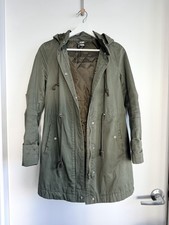 H M Green Hooded Utility Cotton Jacket Size 4 Small Divided