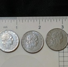 Lot Of 3, Italian 50 Lire Coins , Years 1972,1976 And 1977.