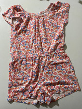 Vineyard Vines Flutter Sleeve Knit Tropical Floral Romper Girls Size M EUC