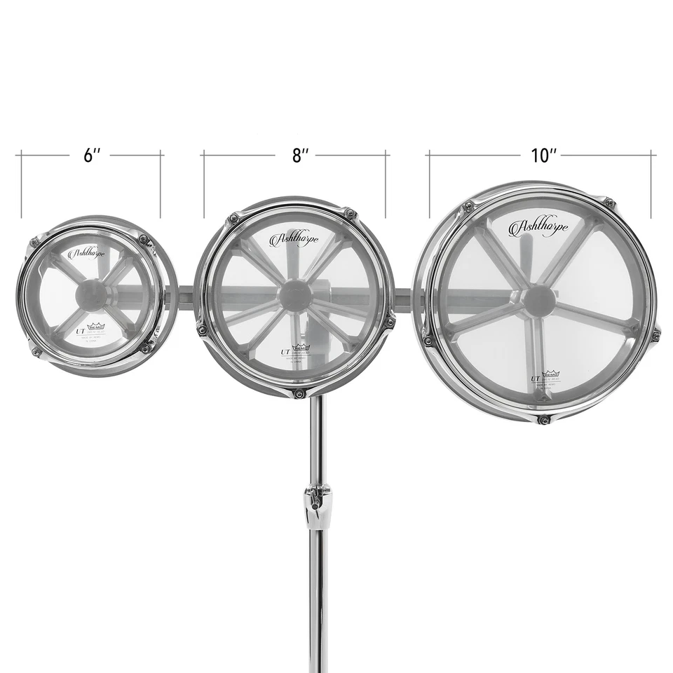 Juego de batería Roto Tom con soporte - Toms de 6", 8", 10" con cabezales Remo Foto 3 de 4