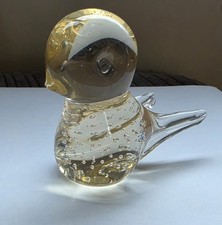 Kleiner hellgelber Bullicante Vogel Glas Briefbeschwerer - Vintage