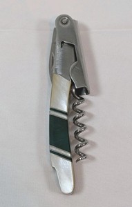 Gemstone Waiter's Knife and Corkscrew - Jade & Mother of Pearl / Wood