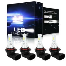 9006 9005 Led Headlight Kit Combo Bulbs 10000k High Low Beam Super Bright White
