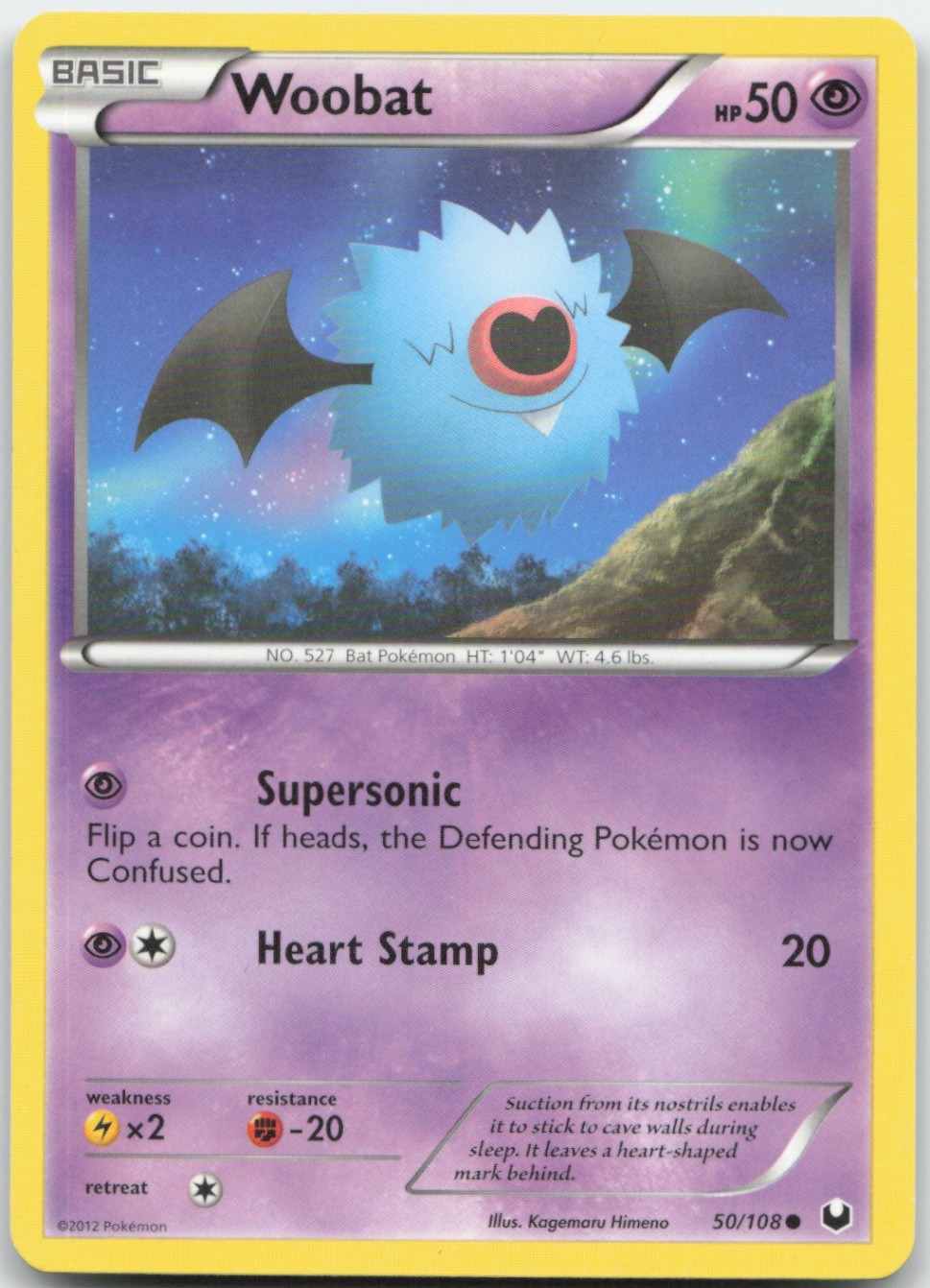 Woobat 50/108 Dark Explorers Pokemon Card LP