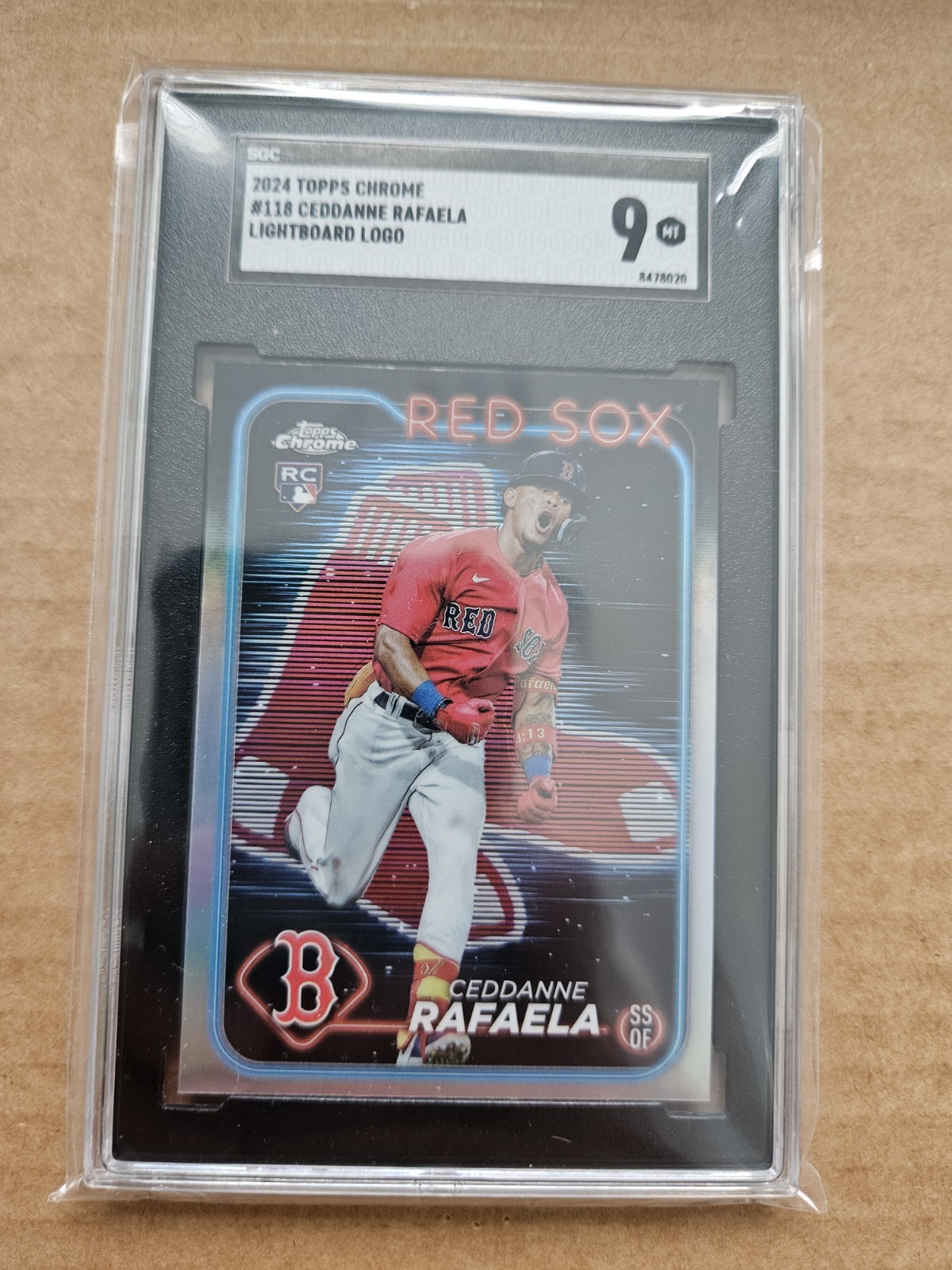 2024 Topps Chrome Ceddanne Rafaela Lightboard Logo #118 Red Sox RC SGC 9 MINT